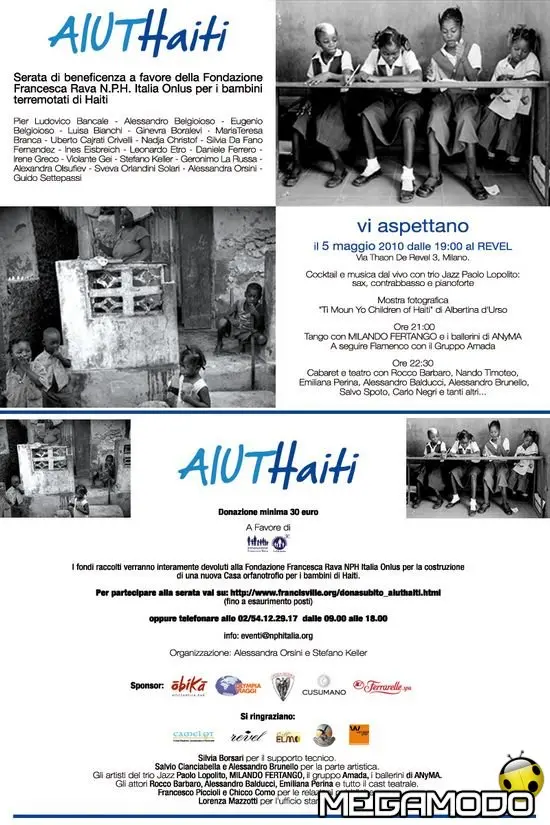 AiutHaiti, serata di beneficienza a favore della Fondazione Rava
