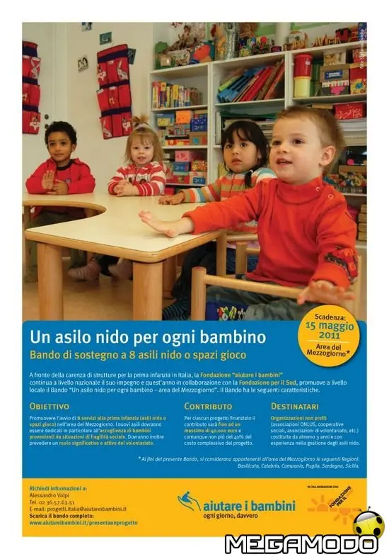 Asili nido, un Bando finanzia nuove strutture nel Mezzogiorno