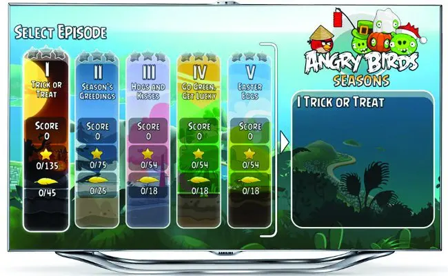 L'app di Angry Birds su Samsung Smart Tv