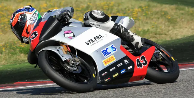 Stefano Valtulini al via del mondiale GP Moto3 di Misano