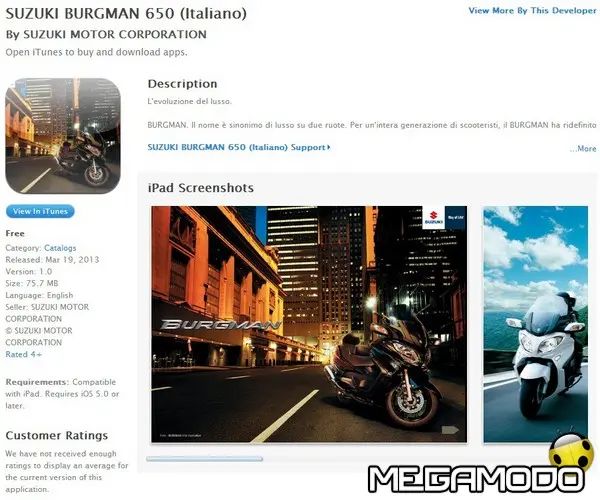 Suzuki Burgman 650, una app dedicata con tanti contenuti