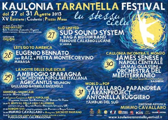 Kaulonia Tarantella Festival 2013, dal 27 al 31 agosto a Caulonia 
