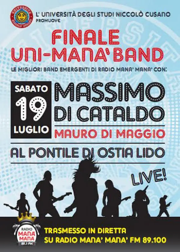 La finale dell’Unimanà Band live sabato 19 luglio ad Ostia