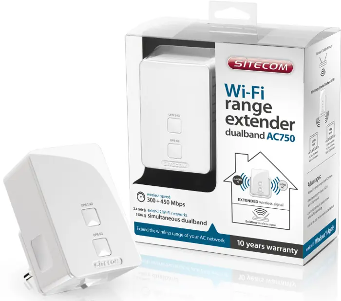 Sitecom AC750 Dual-band Range Extender amplia la copertura delle reti wireless AC in casa