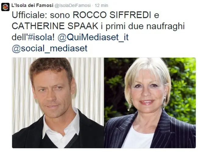 Rocco Siffredi e Catherine Spaak sono i primi due concorrenti de L'Isola dei Famosi