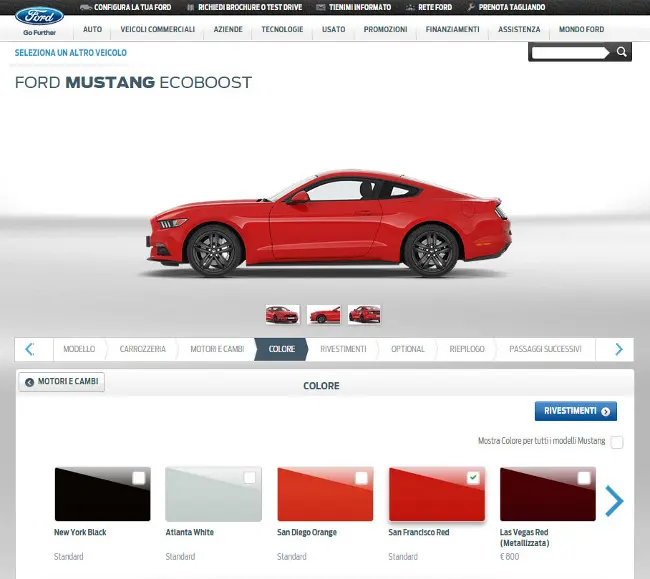 Ford Mustang: oltre 500.000 accessi al configuratore della "muscle car"