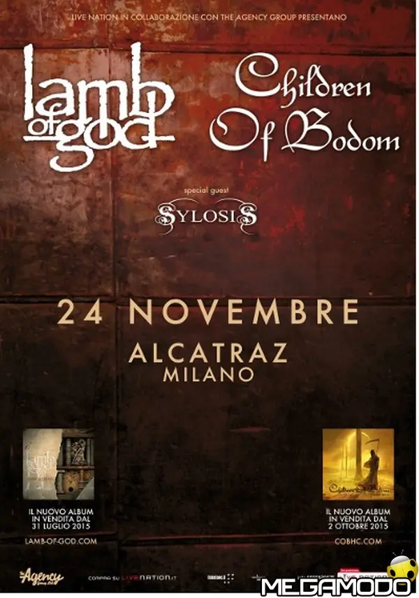 LAMB OF GOD e CHILDREN OF BODOM il 24 novembre all'Alcatraz di Milano