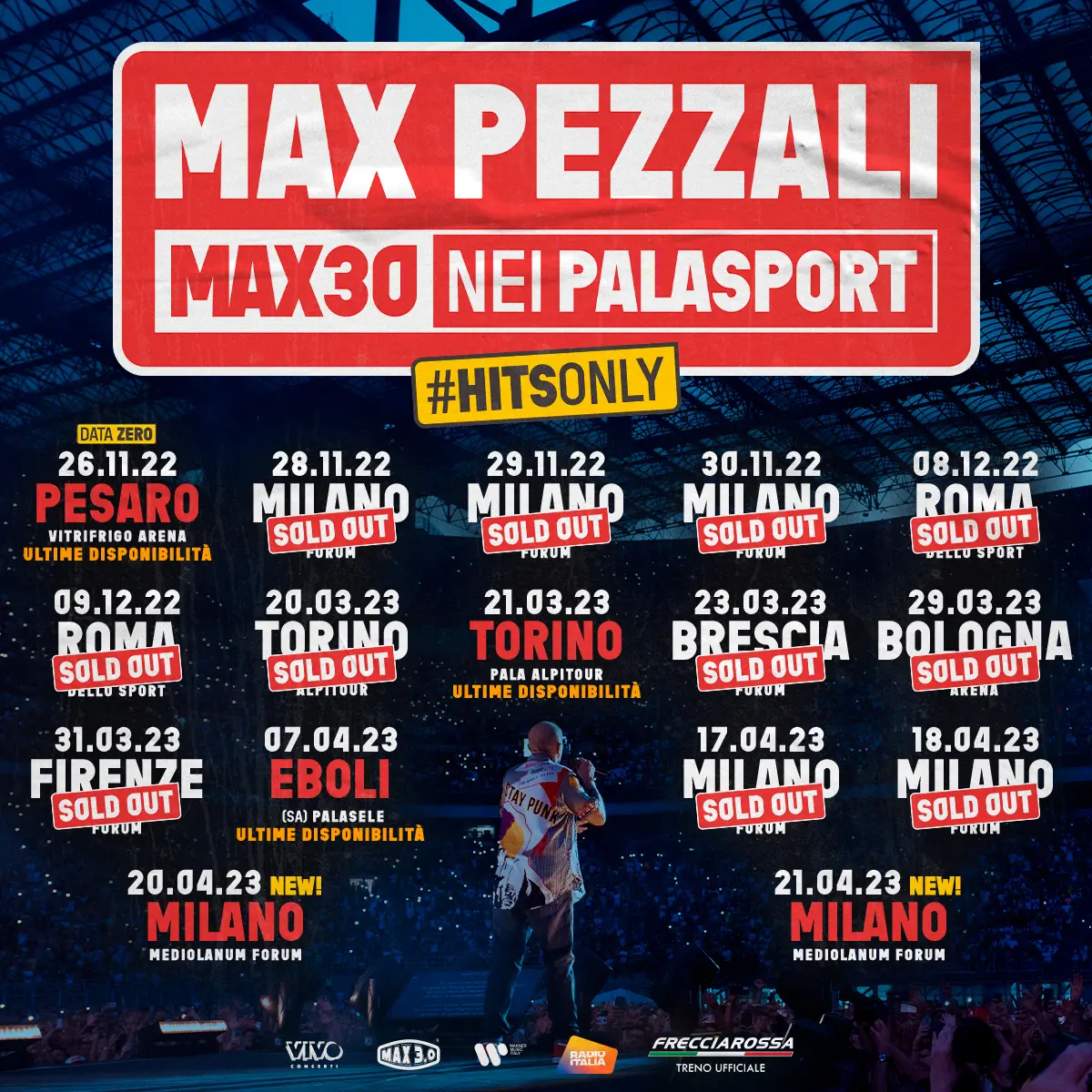 MAX 30: il tour nei palasport parte da Pesaro sabato 26 novembre