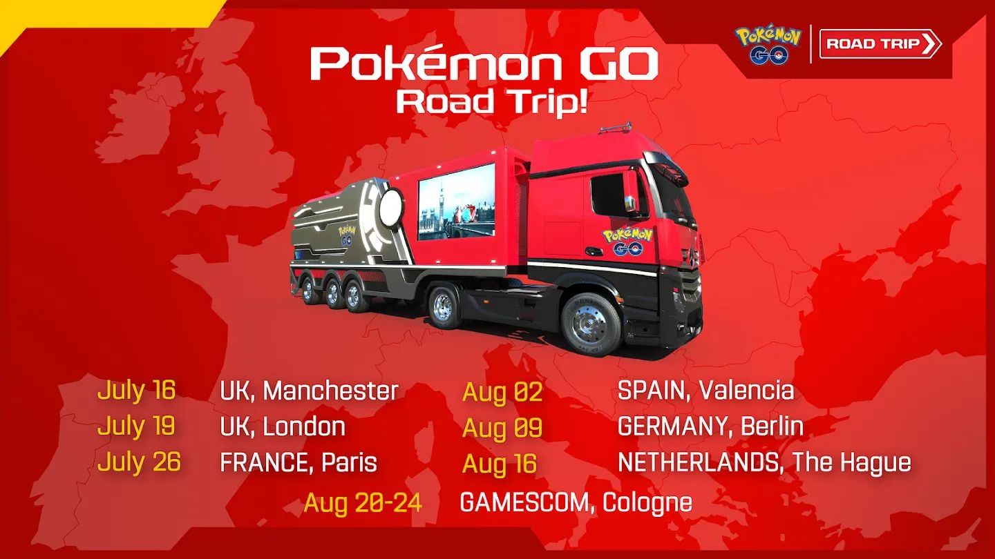 Pikachu parte per un'avventura in Europa con il Pokémon GO Road Trip 2025
