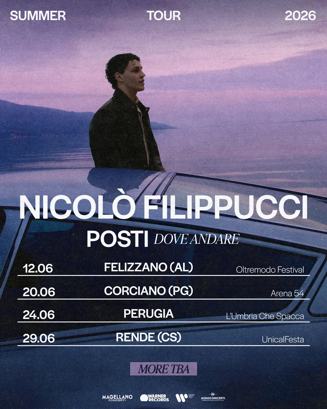 Nicolò Filippucci annuncia il primo tour: quattro le tappe per l'estate 2026
