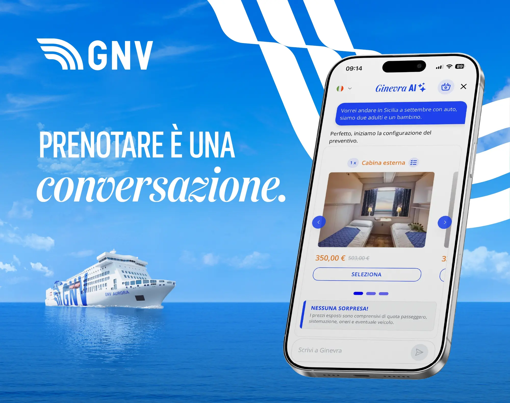 GNV rivoluziona l'esperienza ferry con Ginevra AI, boarding pass mobile e nuovo loyalty