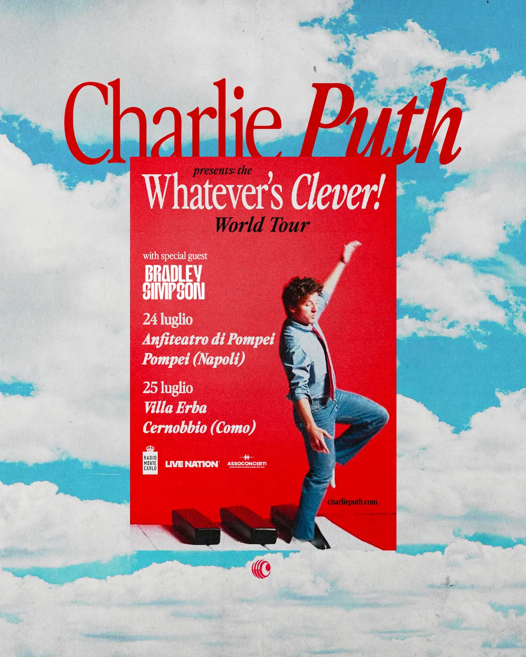 Charlie Puth torna in Italia: due concerti unici a Pompei e Cernobbio nel luglio 2026