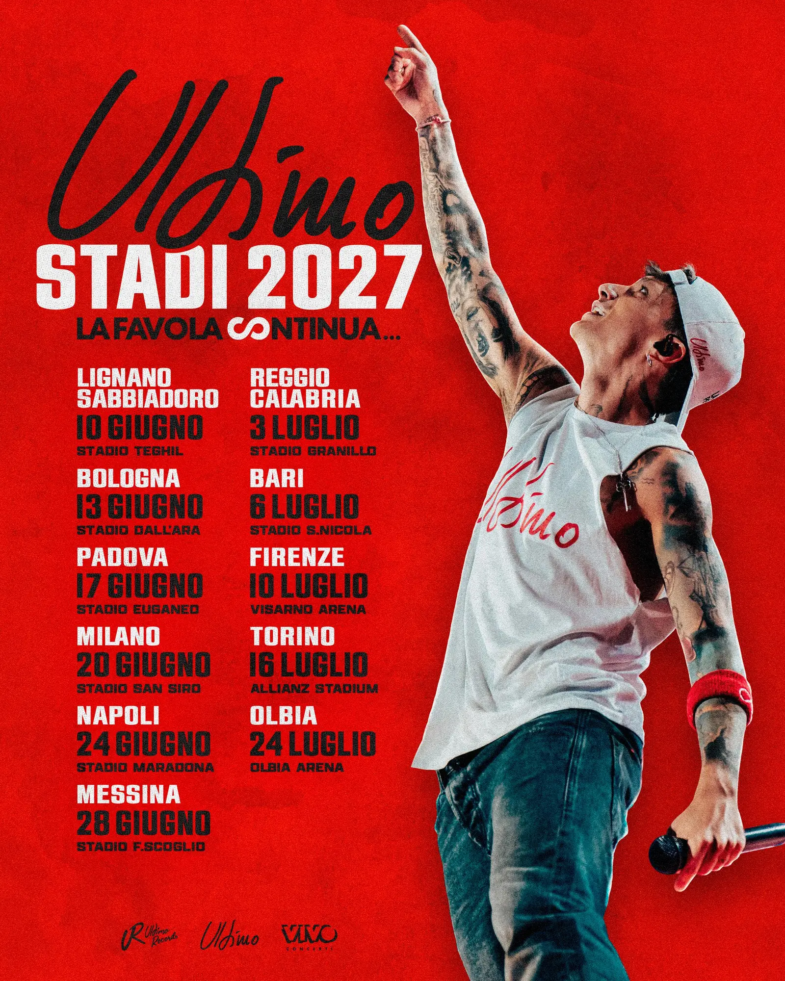 Ultimo annuncia il tour stadi 2027: undici nuove date dopo il concerto dei record