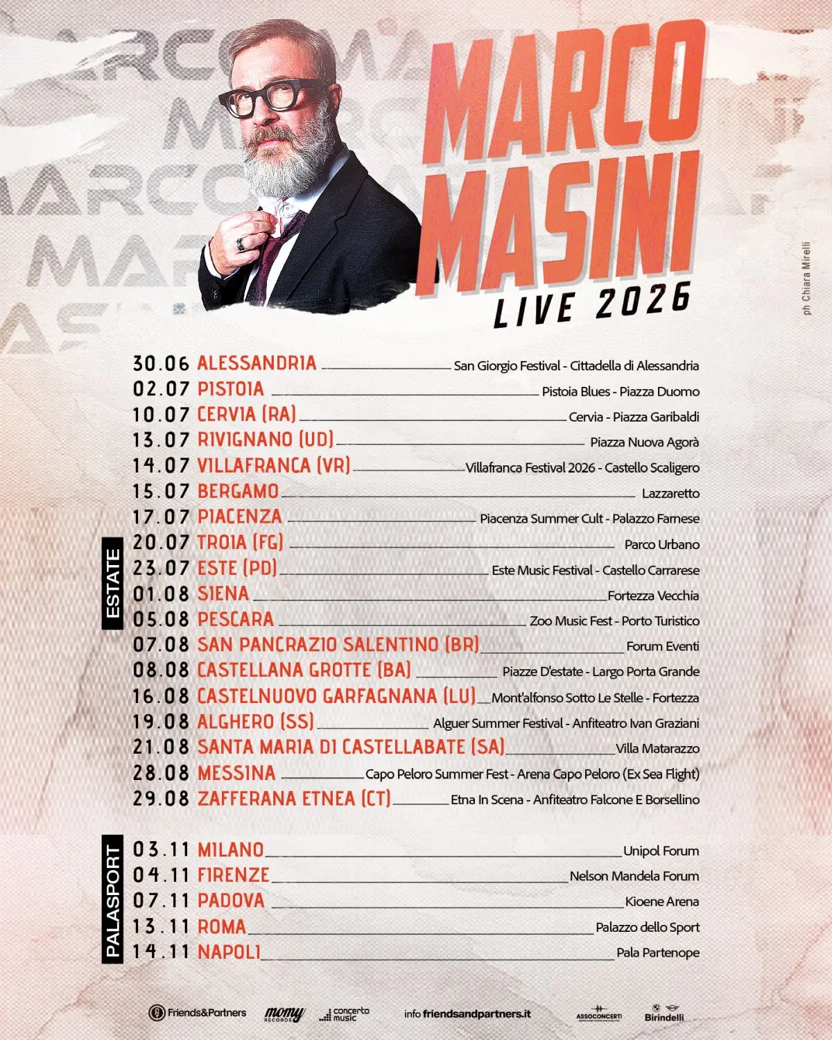 Marco Masini torna dal vivo: nuovo tour e brani inediti sul palco da giugno a novembre
